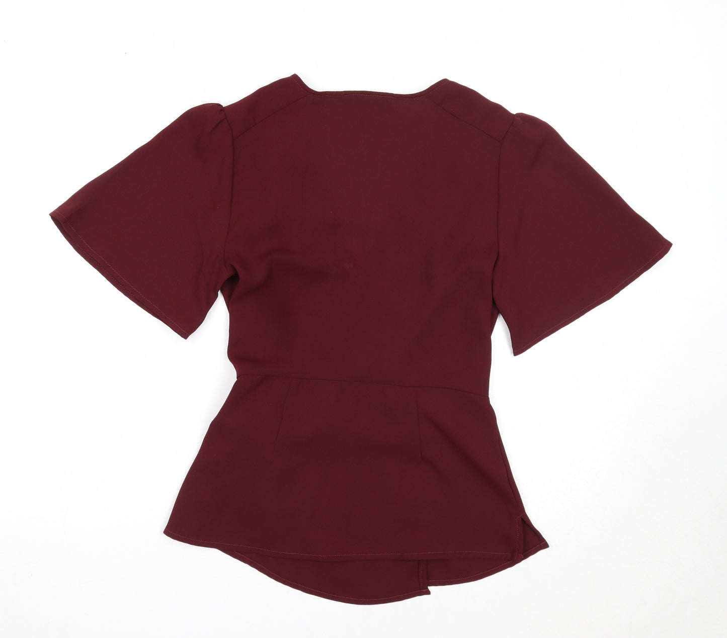 New Look Womens Purple Polyester Wrap Blouse Size 8 V-Neck - Tie Side Detail