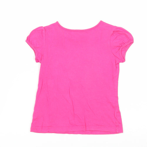 Preworn Girls Pink Cotton Basic T-Shirt Size 5 Years Round Neck Pullover - Summer Sweetie