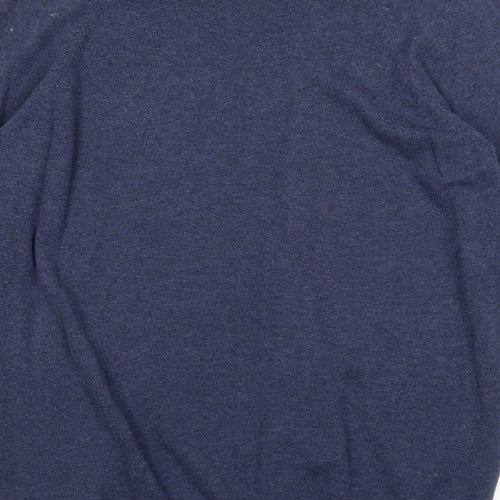 Loxley Mens Blue V-Neck Cotton Pullover Jumper Size M Long Sleeve