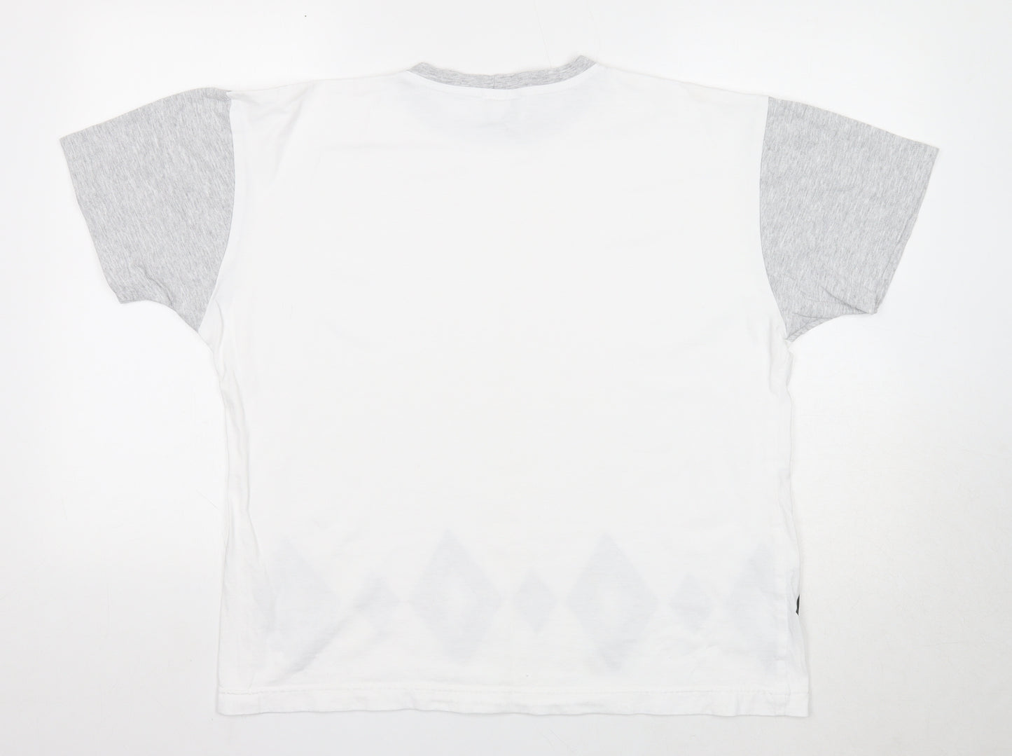 Gazoz Mens White Colourblock Cotton T-Shirt Size M Round Neck