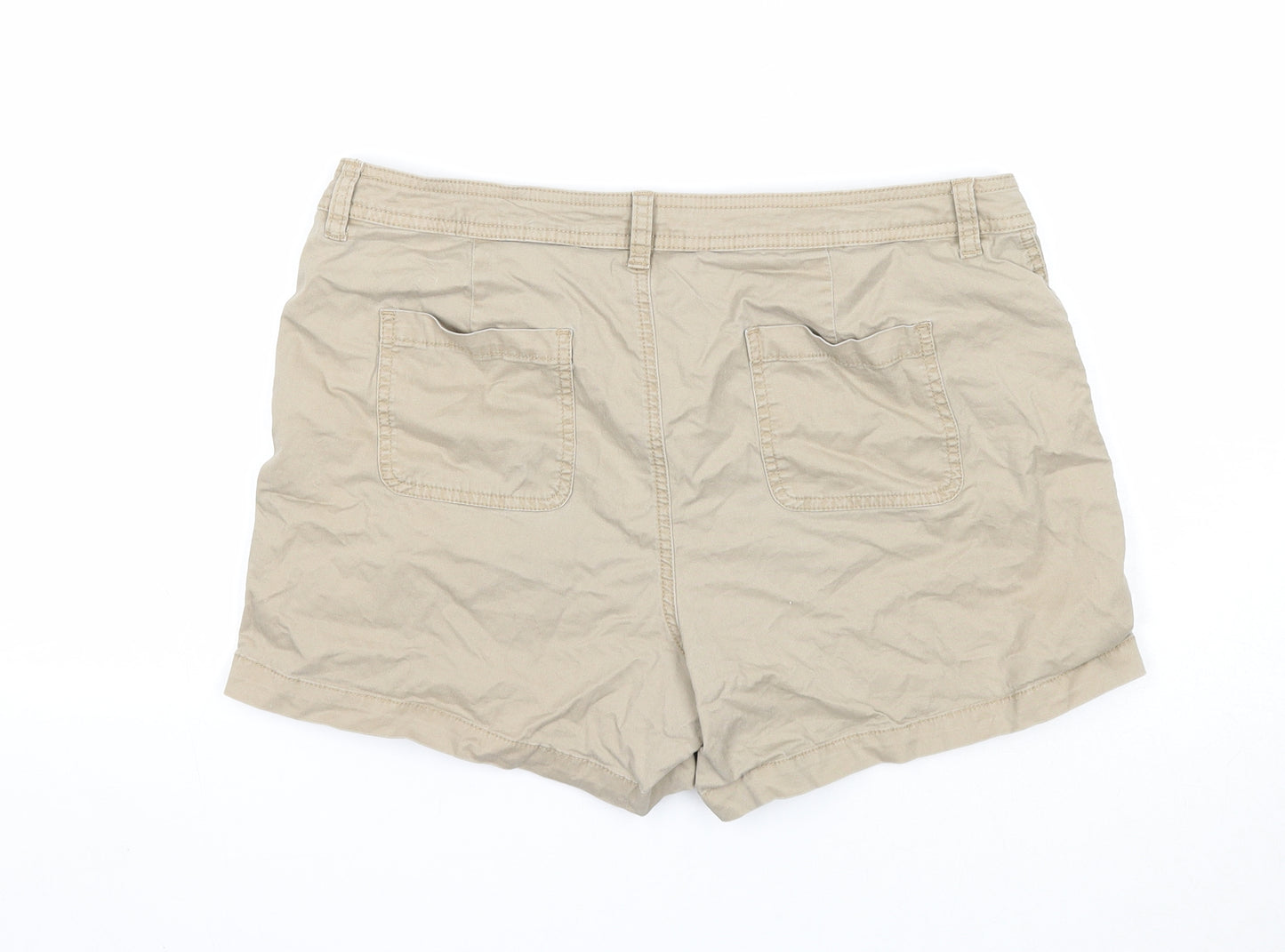 TU Womens Beige Cotton Mom Shorts Size 14 Regular Zip