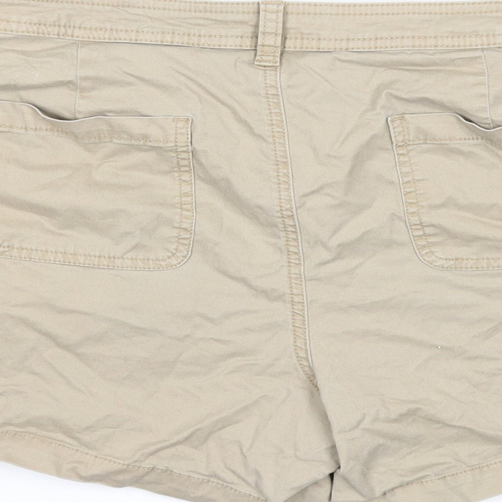 TU Womens Beige Cotton Mom Shorts Size 14 Regular Zip