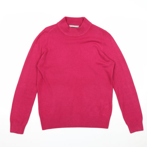 Marks and Spencer Womens Pink Mock Neck Acrylic Pullover Jumper Size 10