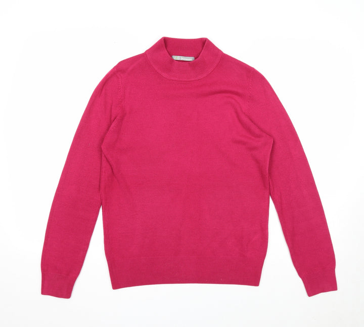 Marks and Spencer Womens Pink Mock Neck Acrylic Pullover Jumper Size 10