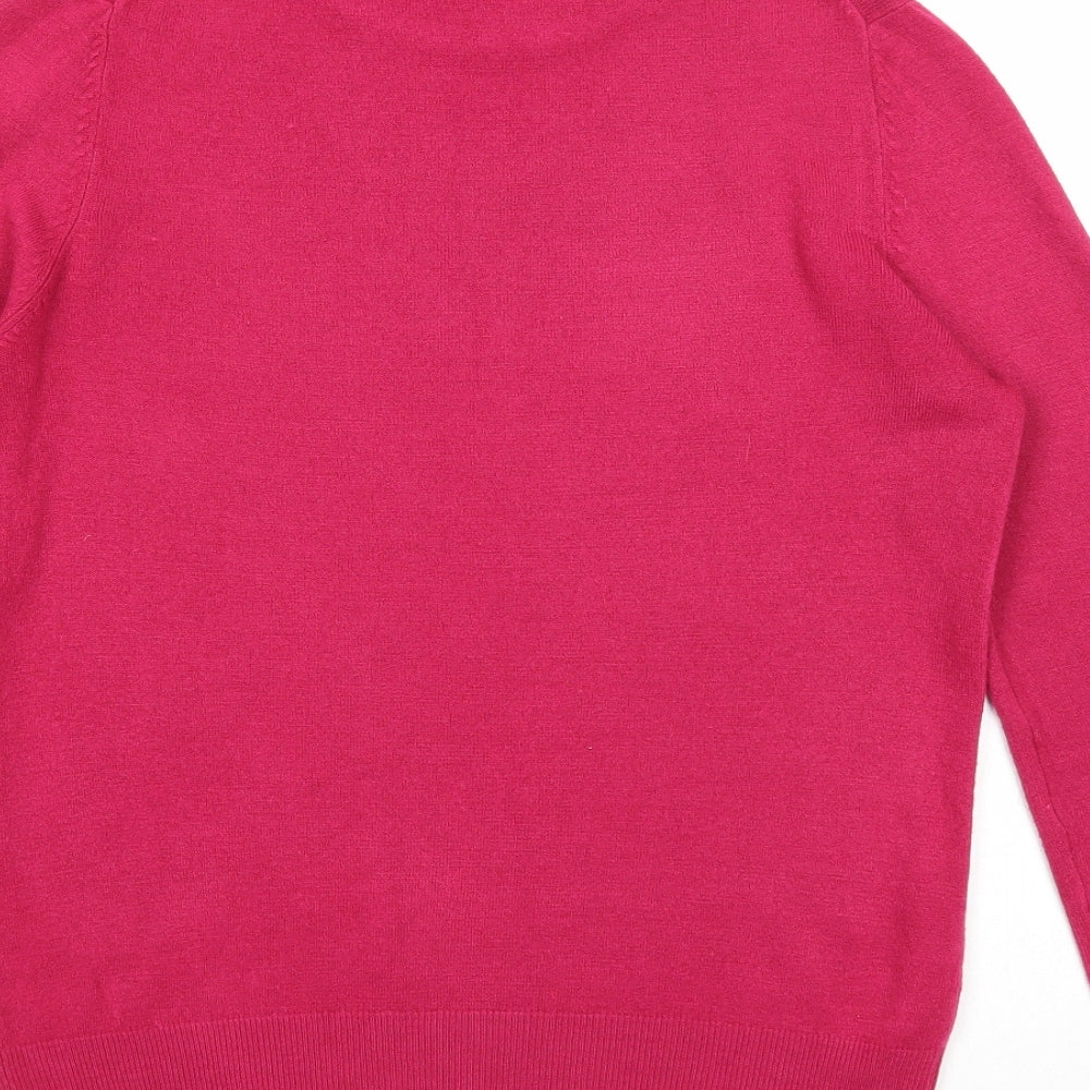Marks and Spencer Womens Pink Mock Neck Acrylic Pullover Jumper Size 10