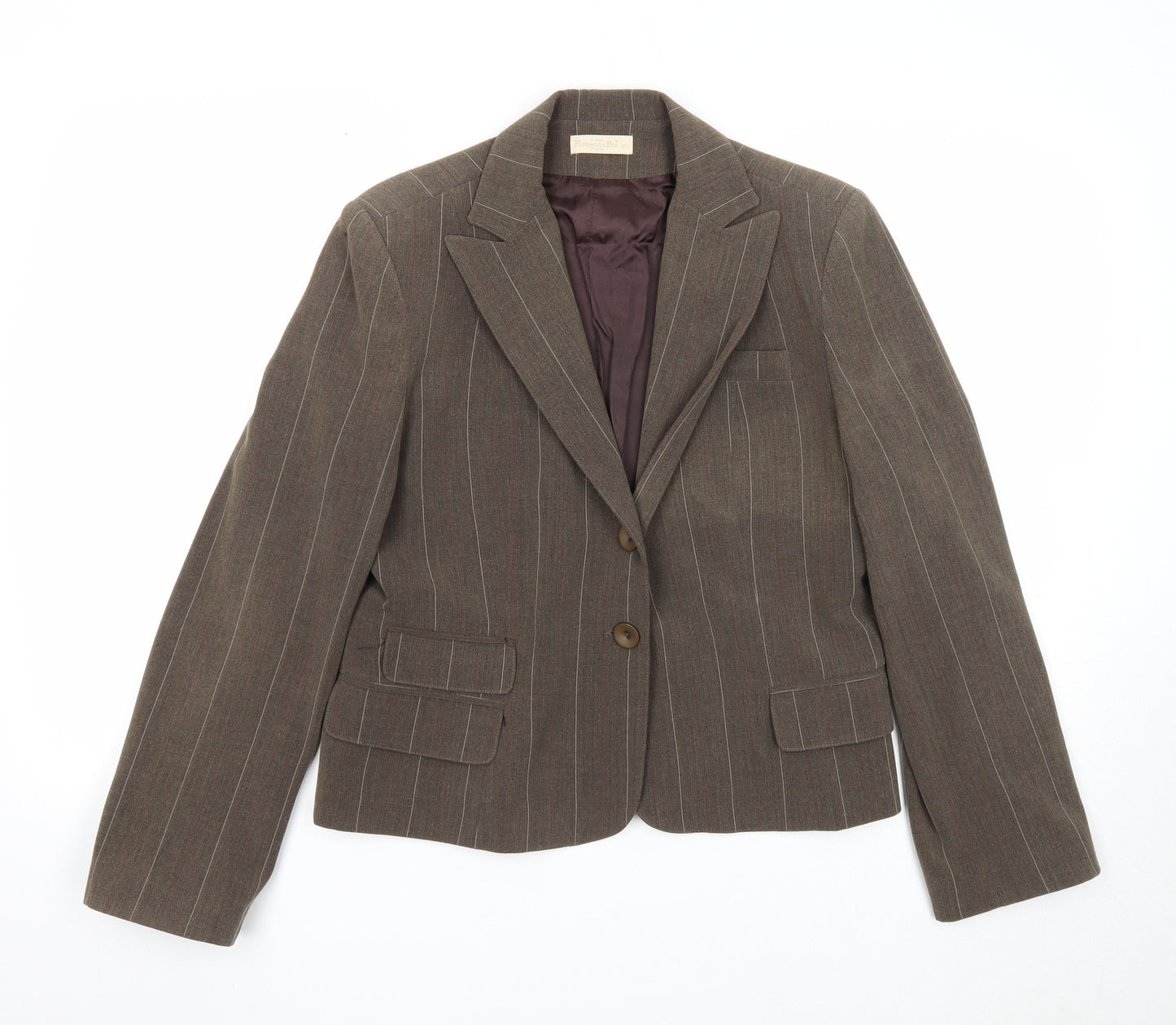 Rebecca Blu Womens Green Striped Jacket Blazer Size XL Button
