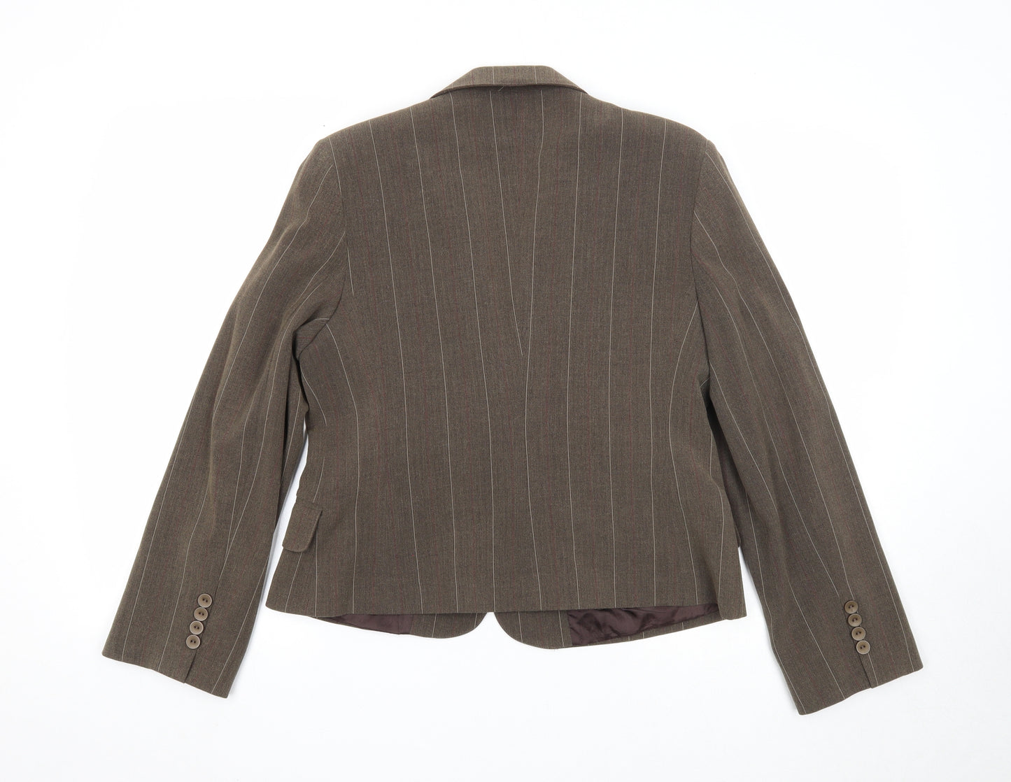 Rebecca Blu Womens Green Striped Jacket Blazer Size XL Button