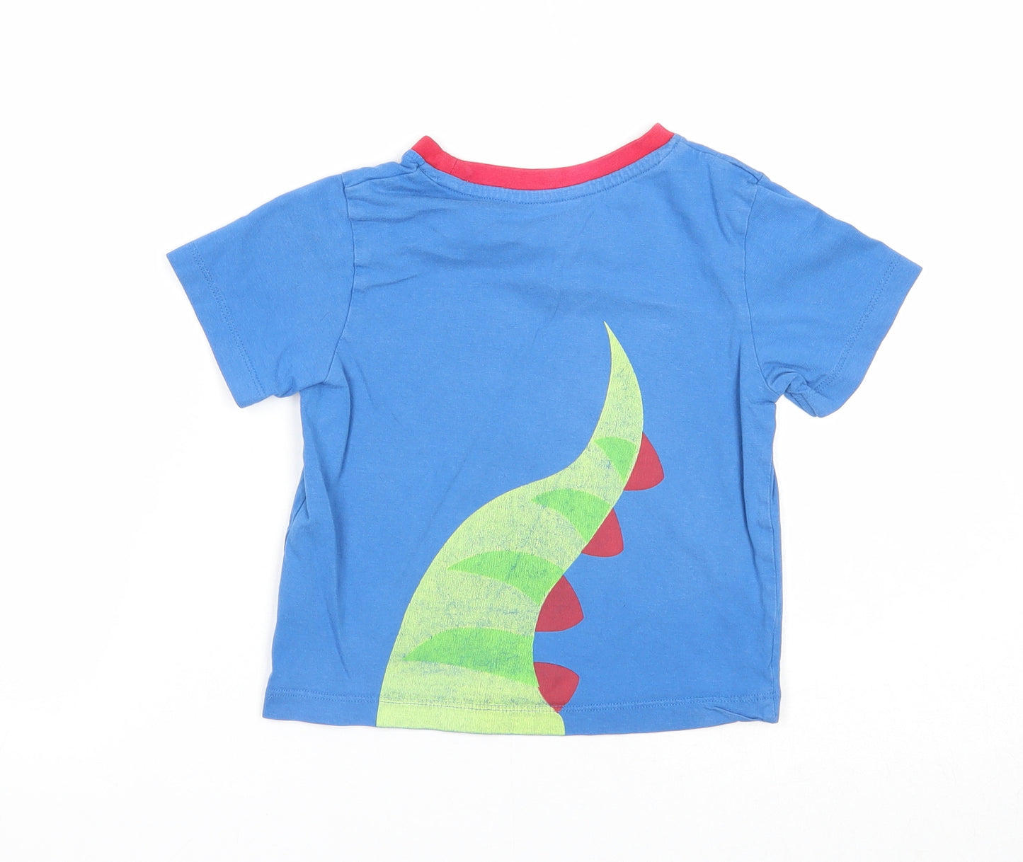 Preworn Boys Blue Cotton Basic T-Shirt Size 2-3 Years Round Neck Pullover - Snooz-A-Saurus