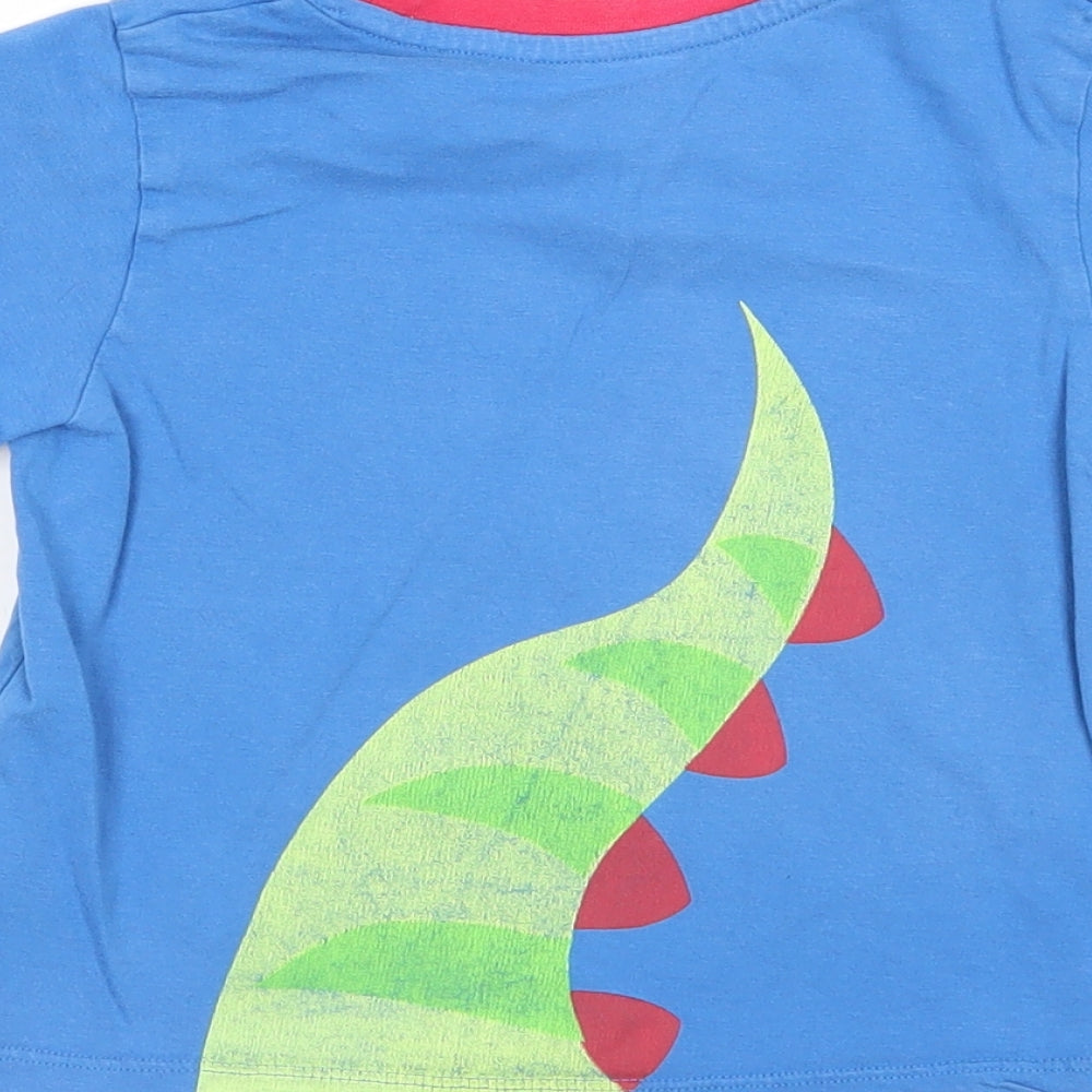 Preworn Boys Blue Cotton Basic T-Shirt Size 2-3 Years Round Neck Pullover - Snooz-A-Saurus