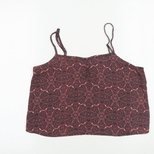 New Look Girls Pink Geometric Polyester Camisole Tank Size 14 Years Square Neck Pullover