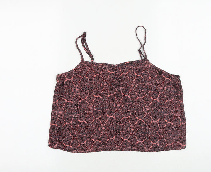 New Look Girls Pink Geometric Polyester Camisole Tank Size 14 Years Square Neck Pullover