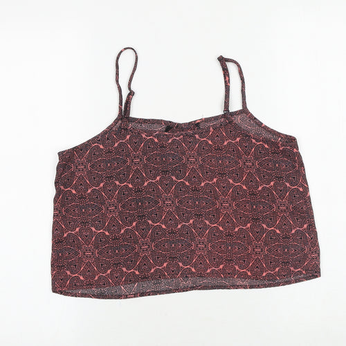 New Look Girls Pink Geometric Polyester Camisole Tank Size 14 Years Square Neck Pullover