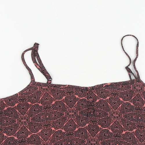 New Look Girls Pink Geometric Polyester Camisole Tank Size 14 Years Square Neck Pullover