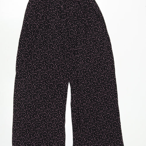 Preworn Girls Black Geometric Polyester Dress Pants Trousers Size L Regular Pullover