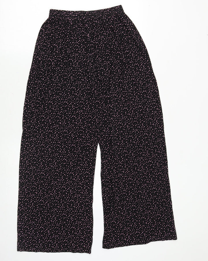 Preworn Girls Black Geometric Polyester Dress Pants Trousers Size L Regular Pullover