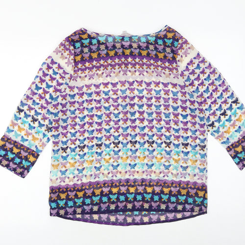 Be Beau Womens Multicoloured Geometric Polyester Basic Blouse Size 10 Boat Neck - Butterfly