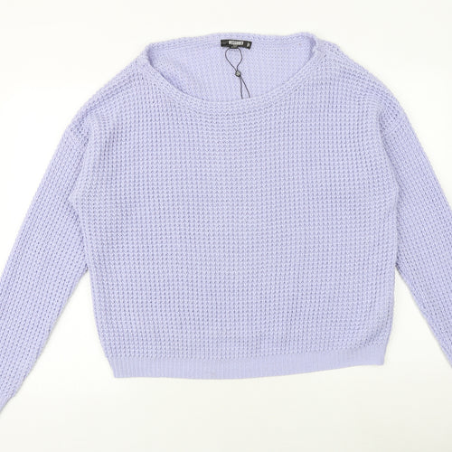 Missguided Womens Purple Scoop Neck Acrylic Pullover Jumper Size 14