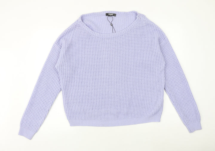 Missguided Womens Purple Scoop Neck Acrylic Pullover Jumper Size 14