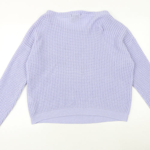 Missguided Womens Purple Scoop Neck Acrylic Pullover Jumper Size 14