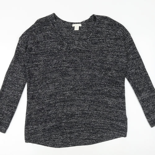 H&M Womens Black Scoop Neck Cotton Pullover Jumper Size S