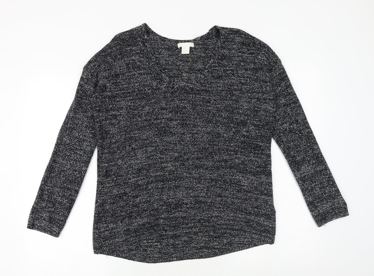 H&M Womens Black Scoop Neck Cotton Pullover Jumper Size S