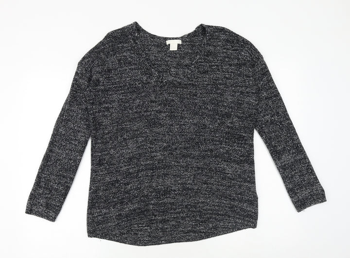 H&M Womens Black Scoop Neck Cotton Pullover Jumper Size S