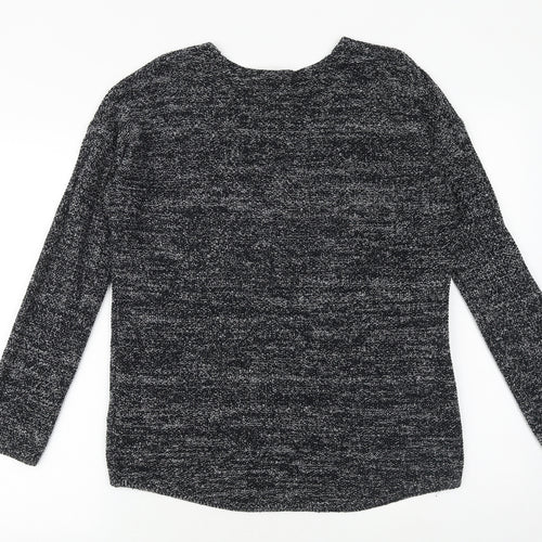 H&M Womens Black Scoop Neck Cotton Pullover Jumper Size S