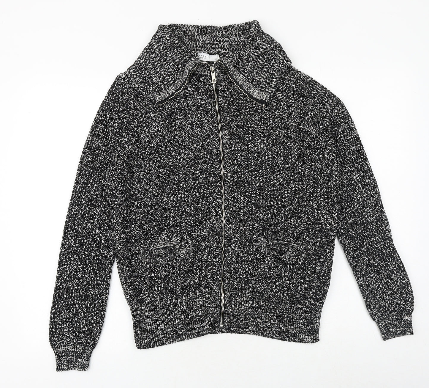 Papaya Womens Grey Collared 100% Cotton Full Zip Jumper Size M