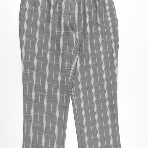 Dorothy Perkins Womens Grey Plaid Polyester Trousers Size 12 Regular Zip