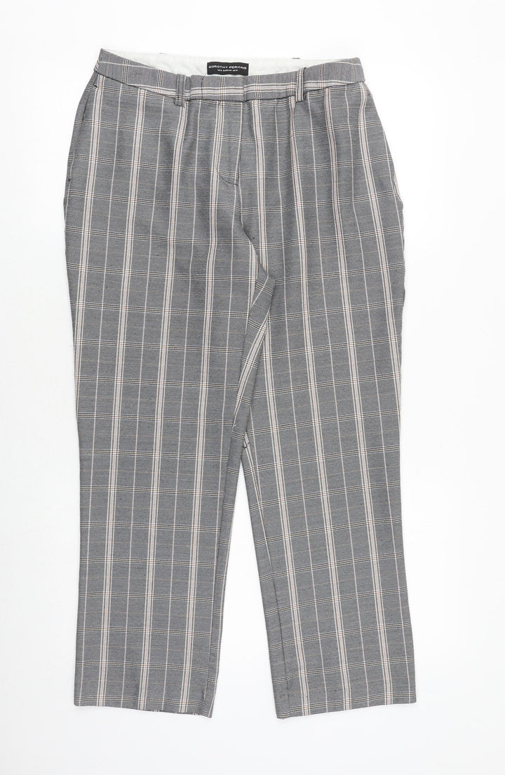 Dorothy Perkins Womens Grey Plaid Polyester Trousers Size 12 Regular Zip