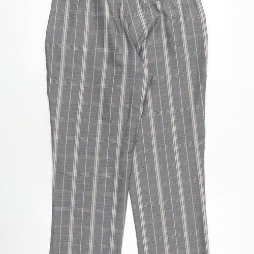 Dorothy Perkins Womens Grey Plaid Polyester Trousers Size 12 Regular Zip