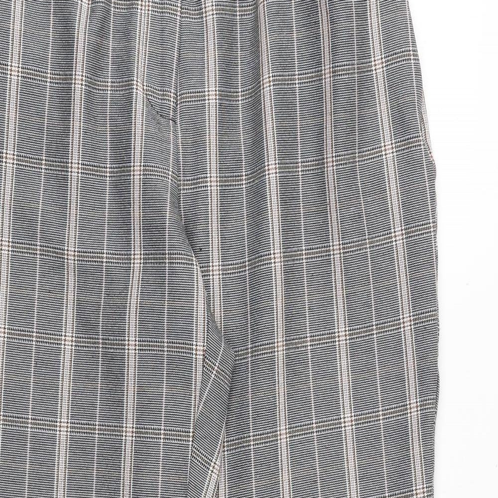 Dorothy Perkins Womens Grey Plaid Polyester Trousers Size 12 Regular Zip