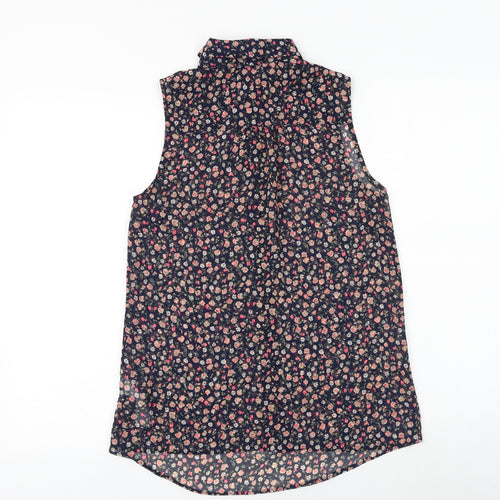 New Look Womens Blue Floral Polyester Tunic Button-Up Size 8 Collared