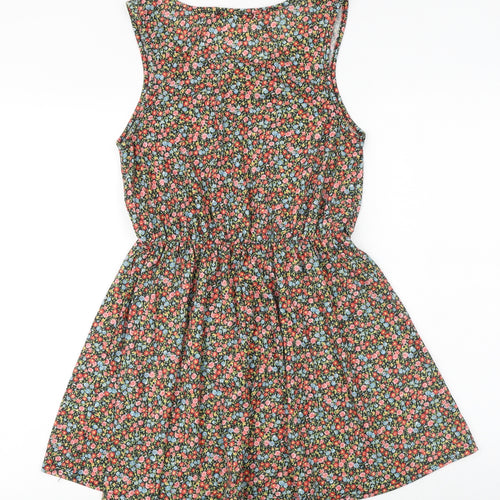 Internacionale Womens Multicoloured Floral Polyester Skater Dress Size 12 Round Neck Pullover