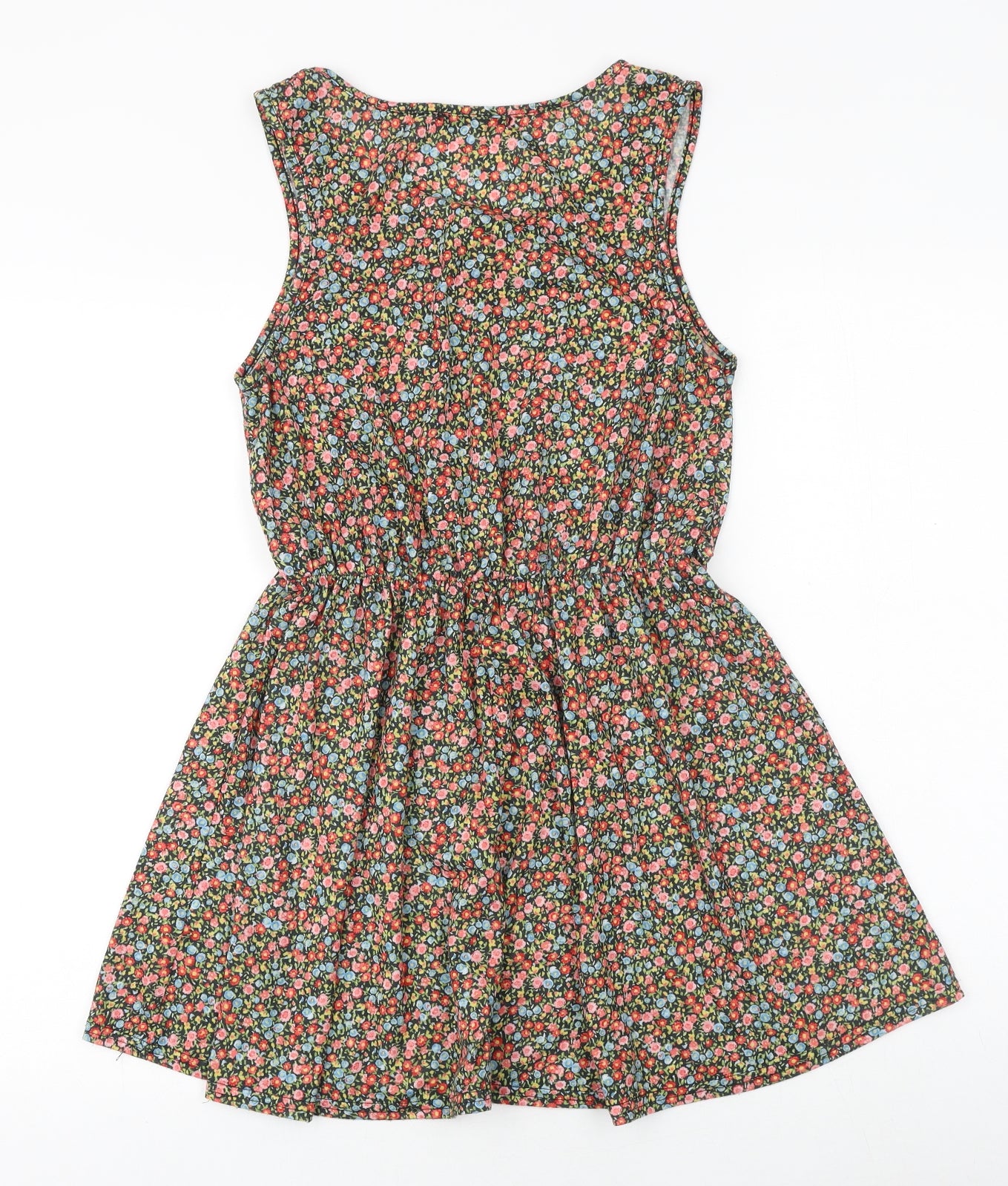 Internacionale Womens Multicoloured Floral Polyester Skater Dress Size 12 Round Neck Pullover