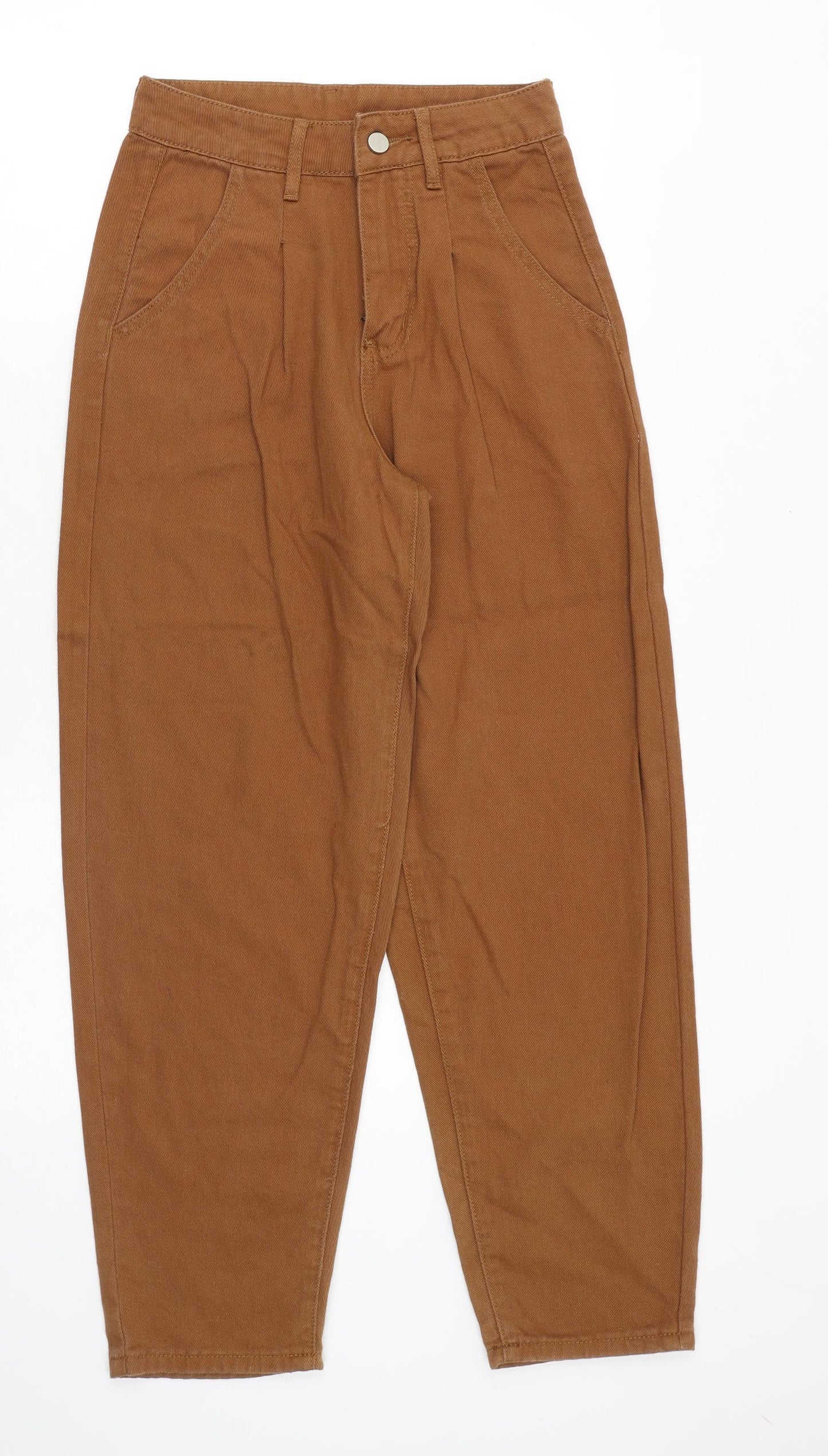SheIn Womens Brown Cotton Straight Jeans Size XS Regular Zip