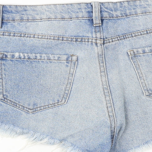 New Look Womens Blue Cotton Cut-Off Shorts Size 10 Regular Zip