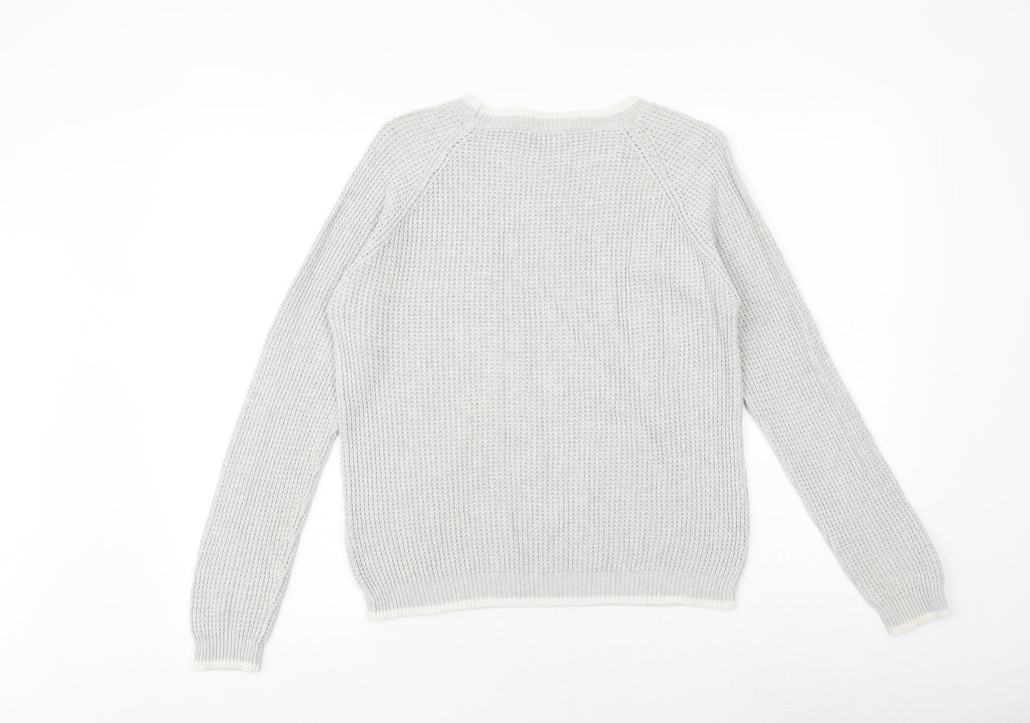 Dorothy Perkins Womens Grey Round Neck 100% Cotton Pullover Jumper Size 12