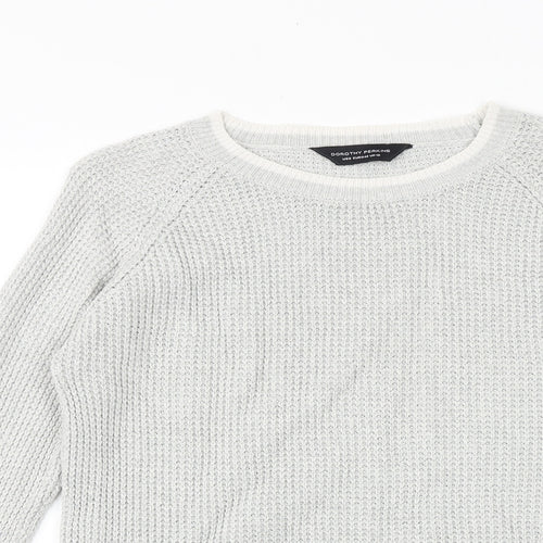 Dorothy Perkins Womens Grey Round Neck 100% Cotton Pullover Jumper Size 12