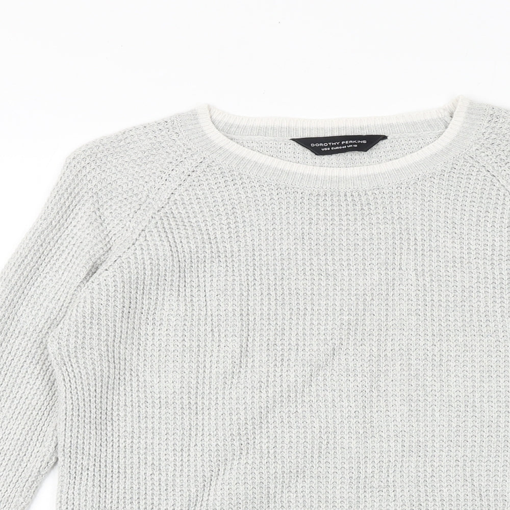 Dorothy Perkins Womens Grey Round Neck 100% Cotton Pullover Jumper Size 12