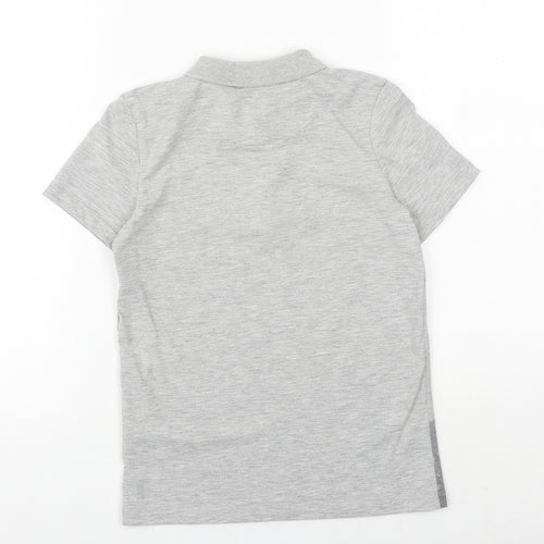 George Boys Grey Cotton Basic Polo Size 7-8 Years Collared Button - Palm Trees