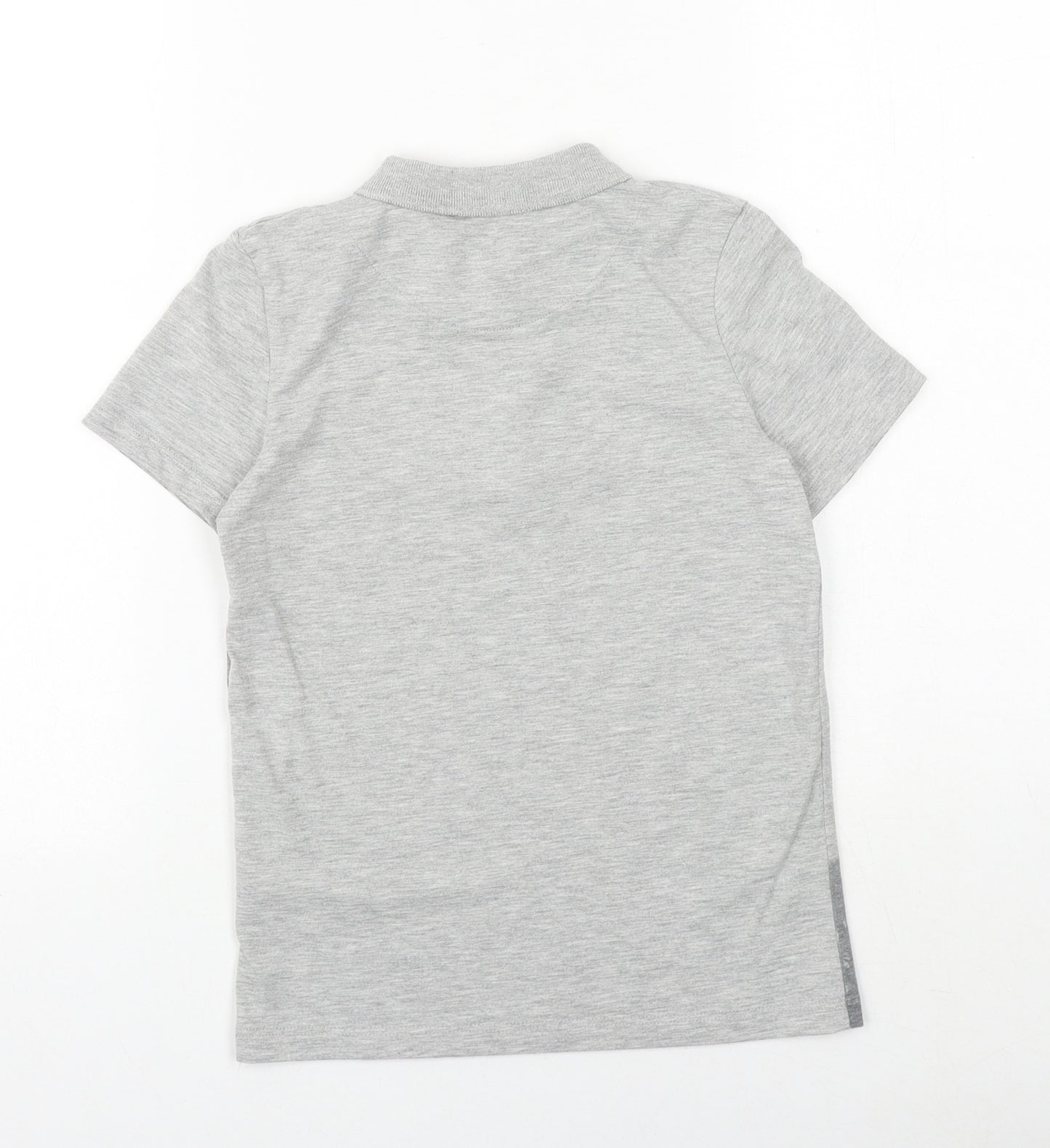 George Boys Grey Cotton Basic Polo Size 7-8 Years Collared Button - Palm Trees