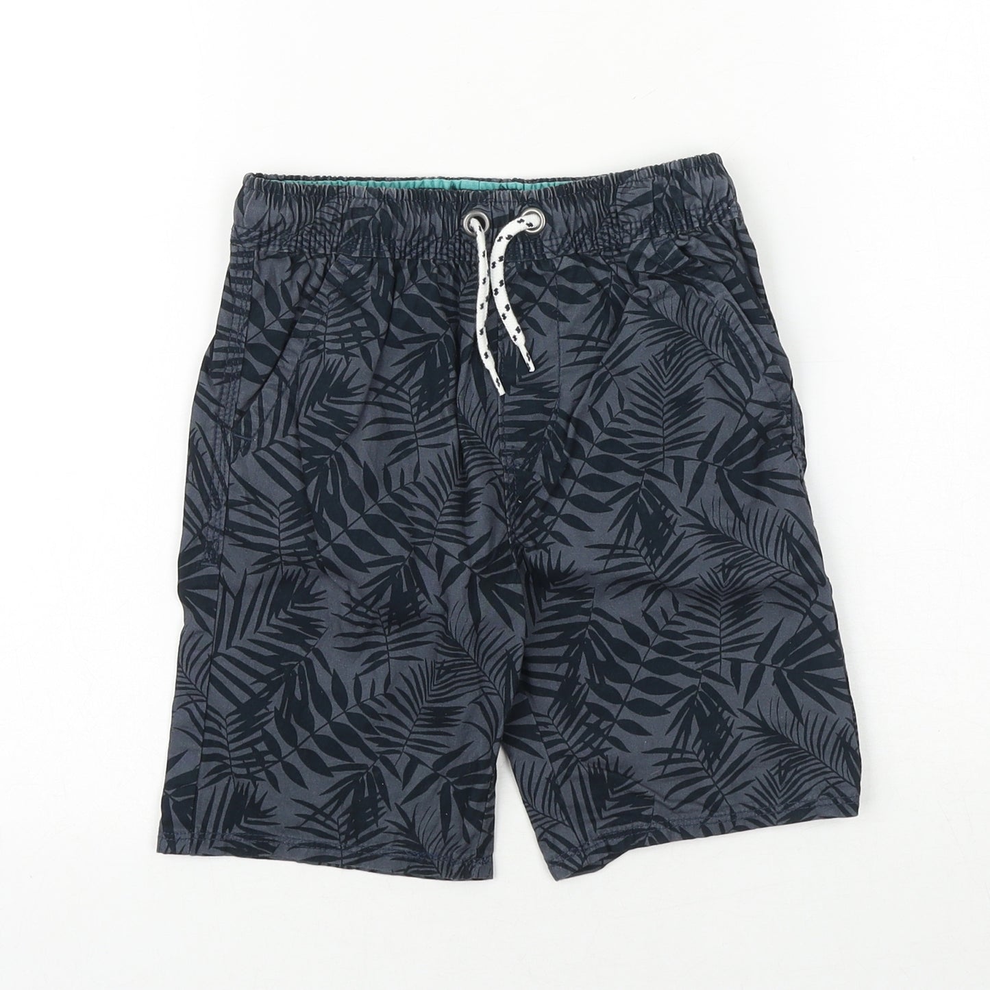 George Boys Black Geometric 100% Cotton Sweat Shorts Size 6-7 Years Regular Drawstring - Swim Shorts
