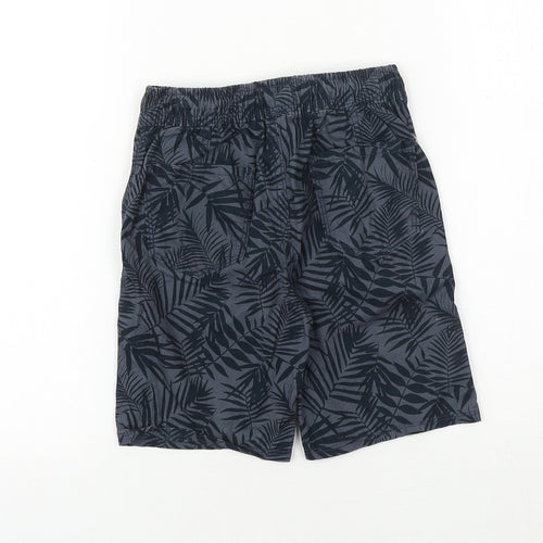 George Boys Black Geometric 100% Cotton Sweat Shorts Size 6-7 Years Regular Drawstring - Swim Shorts