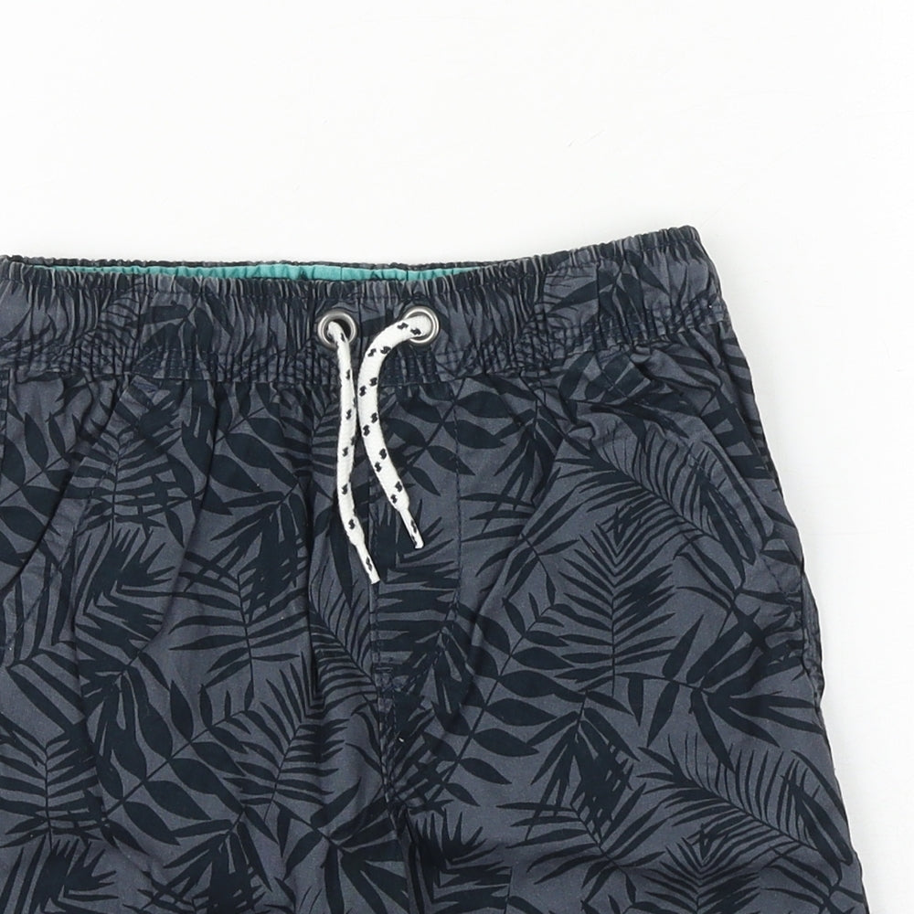 George Boys Black Geometric 100% Cotton Sweat Shorts Size 6-7 Years Regular Drawstring - Swim Shorts