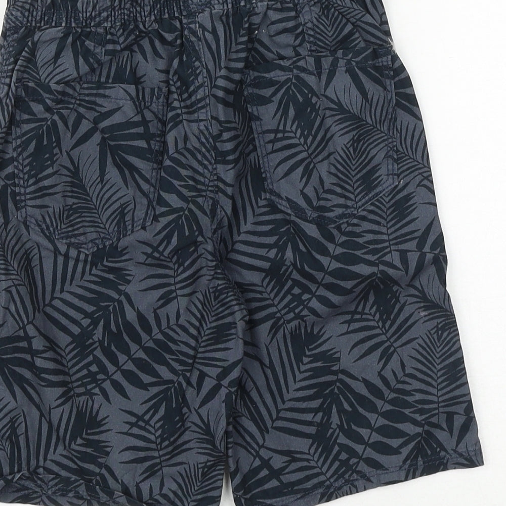 George Boys Black Geometric 100% Cotton Sweat Shorts Size 6-7 Years Regular Drawstring - Swim Shorts