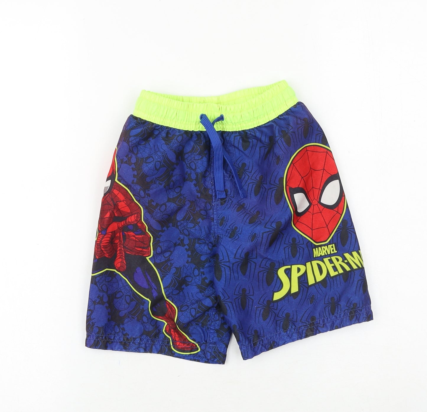 George Boys Blue Geometric Polyester Sweat Shorts Size 5-6 Years Regular Drawstring - Swim Shorts, Spider-Man