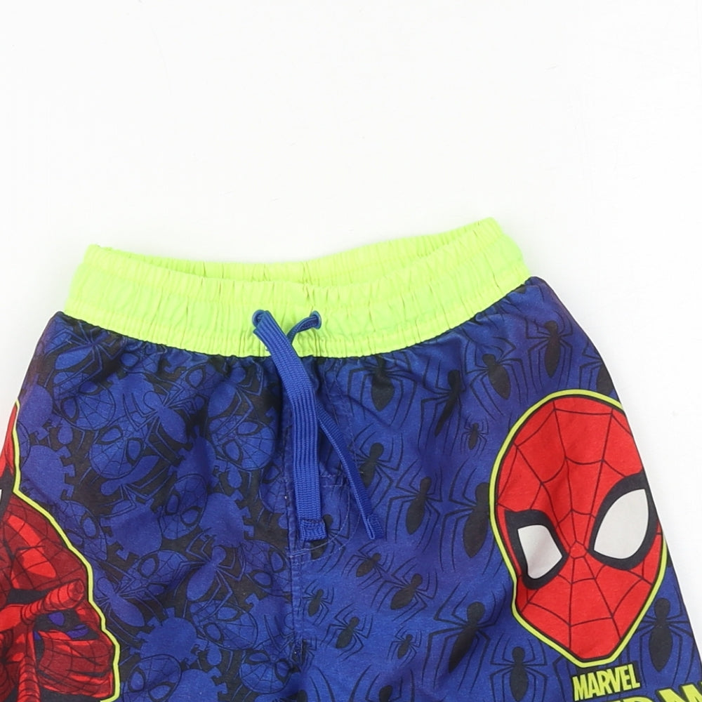 George Boys Blue Geometric Polyester Sweat Shorts Size 5-6 Years Regular Drawstring - Swim Shorts, Spider-Man