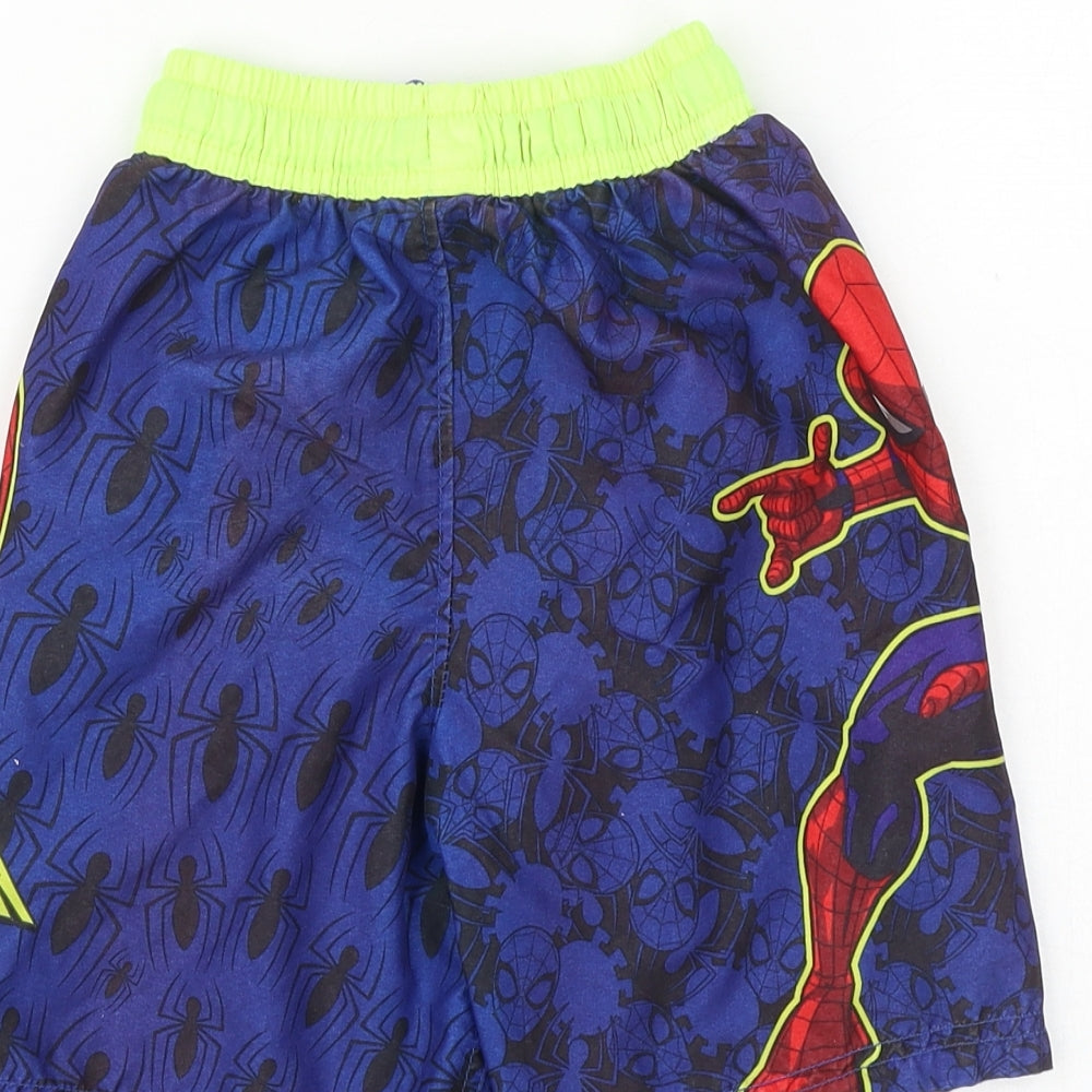 George Boys Blue Geometric Polyester Sweat Shorts Size 5-6 Years Regular Drawstring - Swim Shorts, Spider-Man