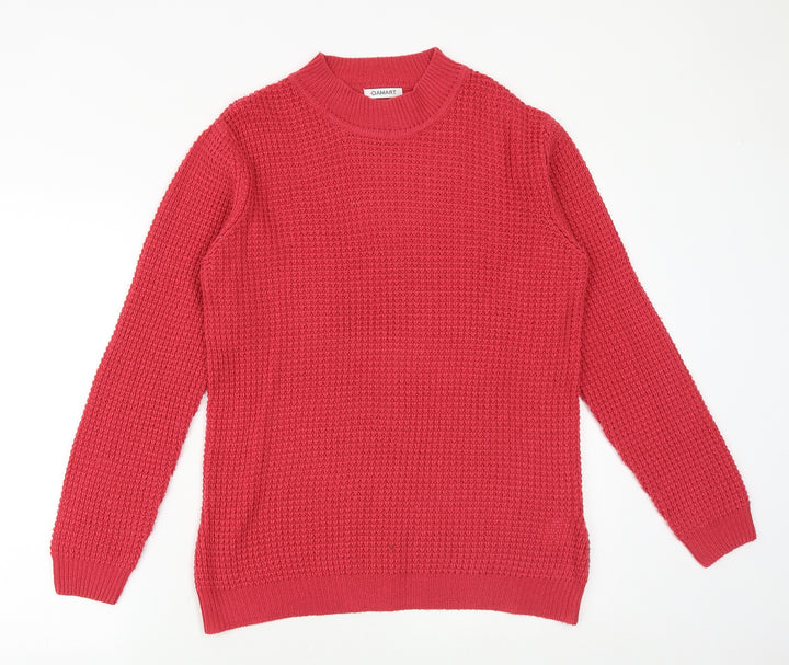 Damart Womens Pink Mock Neck Acrylic Pullover Jumper Size 10